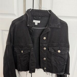 Topshop Black Cropped Denim Jacket